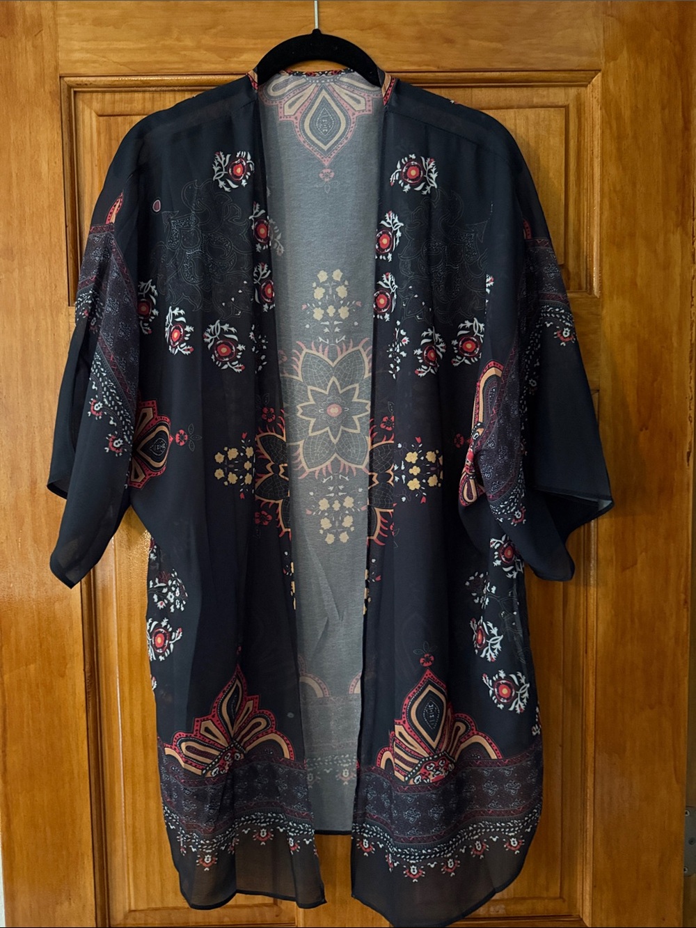 Navy Floral Print Kimono/ Swimsuit Cover Up
